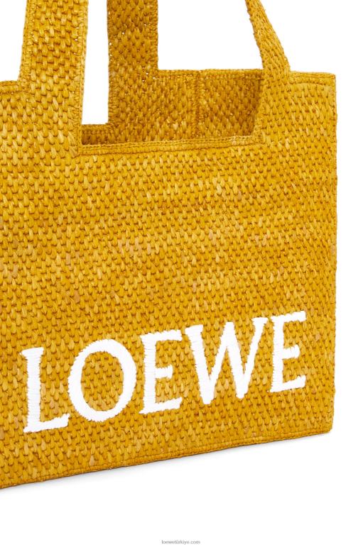 Loewe orta boy rafya çanta 0260013 kadınlar okra