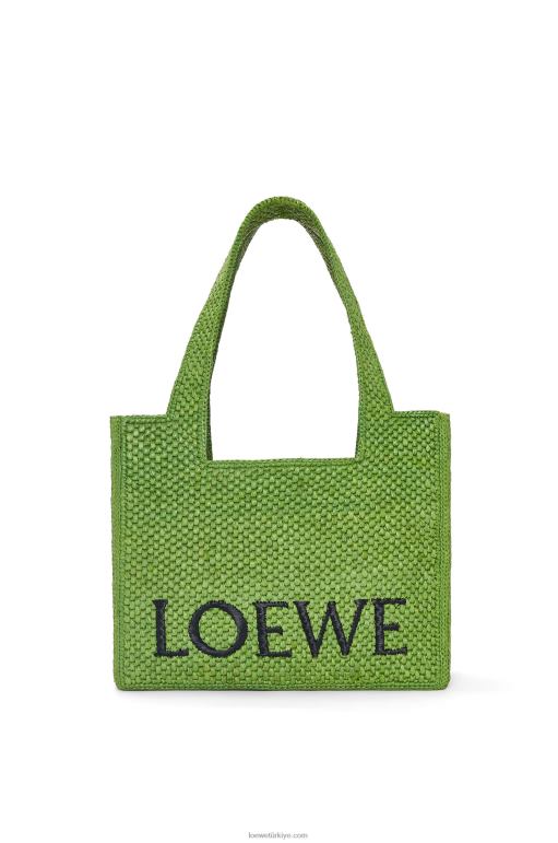 Loewe orta boy rafya çanta 0260032 kadınlar yeşil