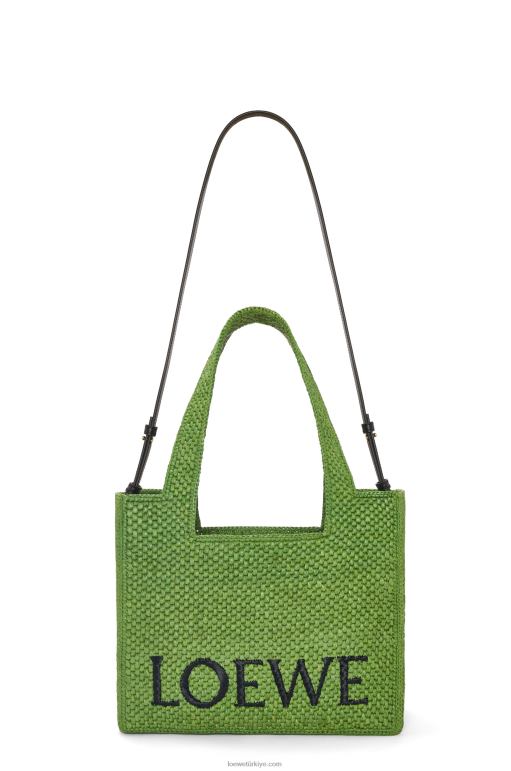 Loewe orta boy rafya çanta 0260032 kadınlar yeşil