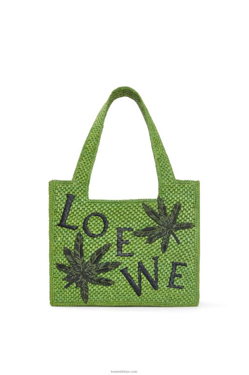 Loewe rafya yaprak yazı çantası 0260031 kadınlar yeşil