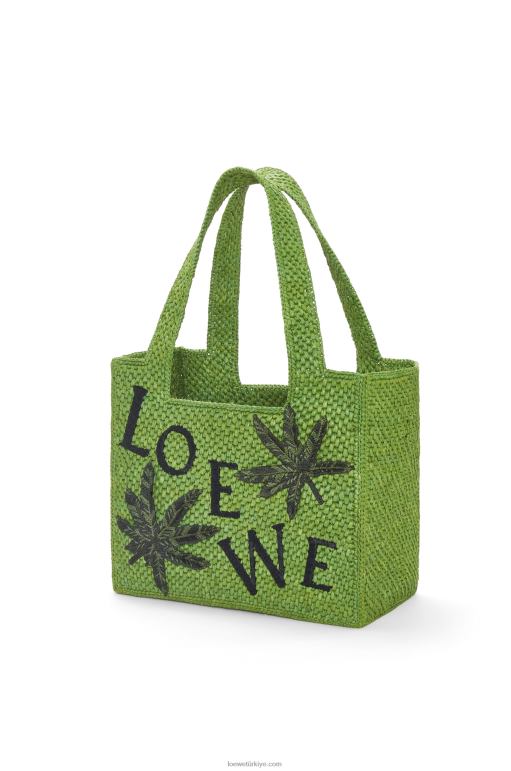 Loewe rafya yaprak yazı çantası 0260031 kadınlar yeşil