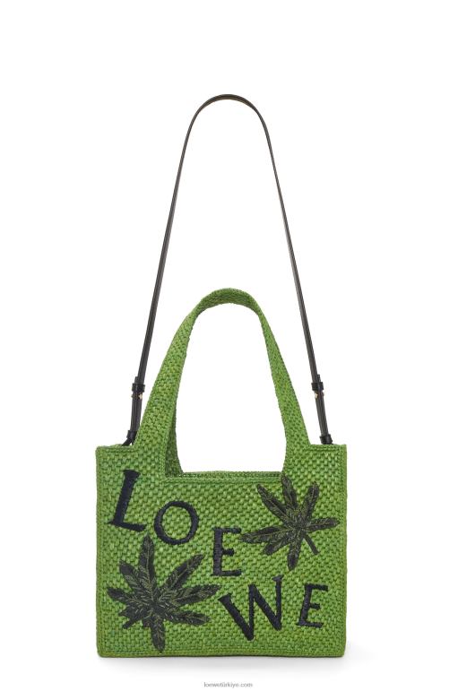 Loewe rafya yaprak yazı çantası 0260031 kadınlar yeşil