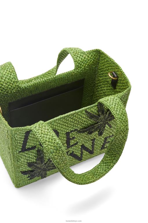 Loewe rafya yaprak yazı çantası 0260031 kadınlar yeşil