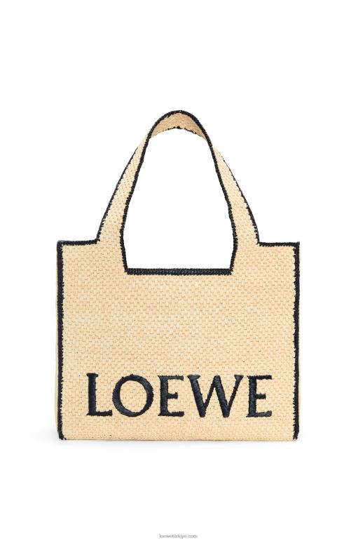 Loewe rafyada büyük yazı tipi çanta 0260034 kadınlar doğal