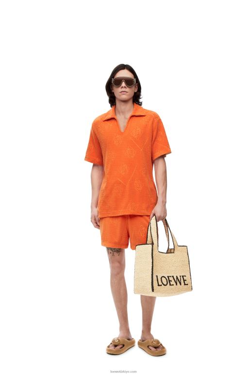 Loewe rafyada büyük yazı tipi çanta 0260034 kadınlar doğal