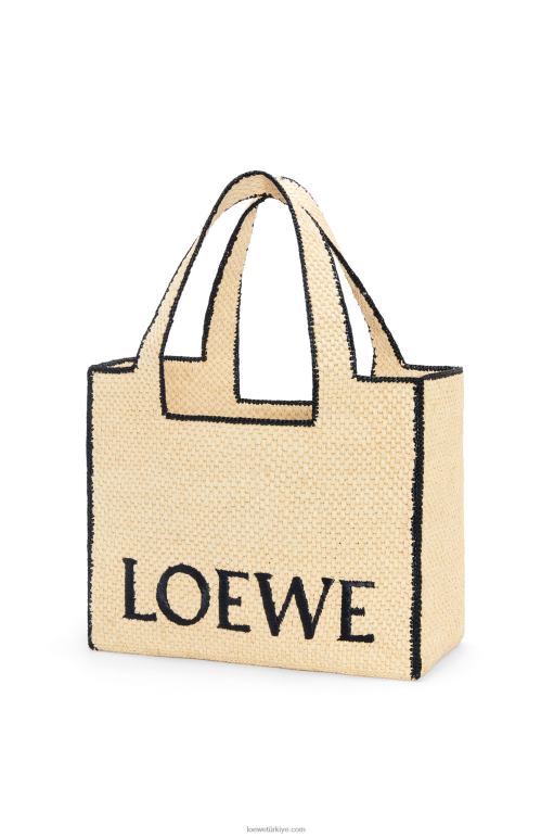 Loewe rafyada büyük yazı tipi çanta 0260034 kadınlar doğal