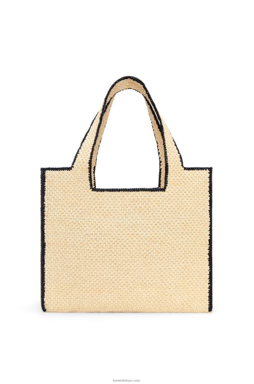 Loewe rafyada büyük yazı tipi çanta 0260034 kadınlar doğal