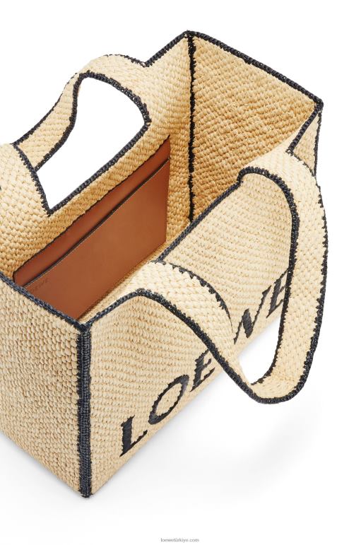 Loewe rafyada büyük yazı tipi çanta 0260034 kadınlar doğal