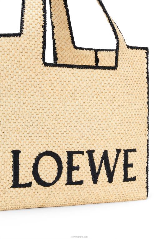 Loewe rafyada büyük yazı tipi çanta 0260034 kadınlar doğal
