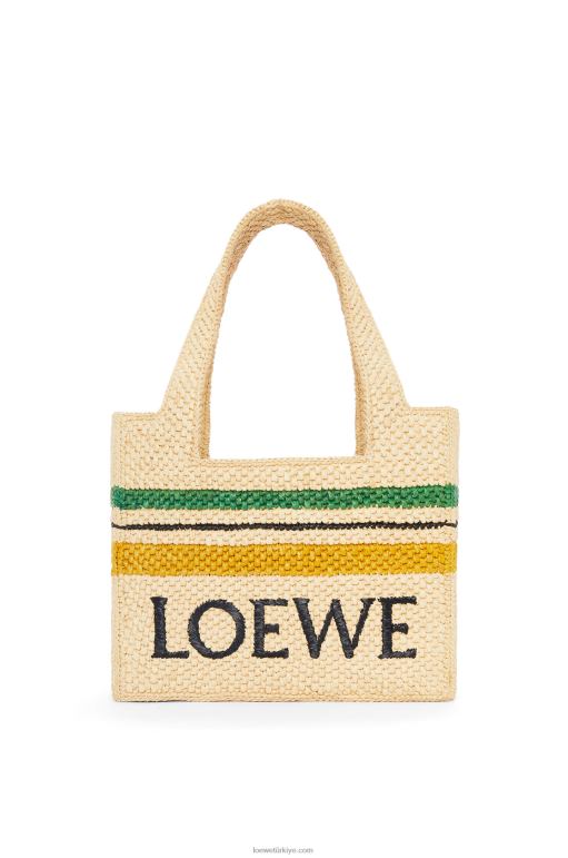 Loewe rafyada çizgili font tote 0260014 kadınlar doğal/çok renkli