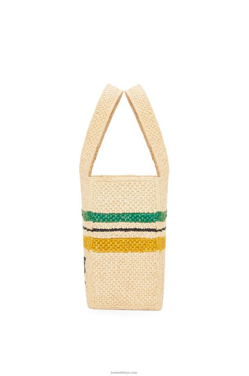 Loewe rafyada çizgili font tote 0260014 kadınlar doğal/çok renkli