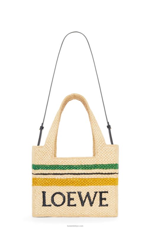 Loewe rafyada çizgili font tote 0260014 kadınlar doğal/çok renkli