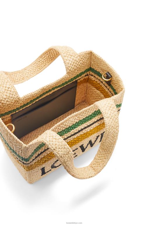 Loewe rafyada çizgili font tote 0260014 kadınlar doğal/çok renkli