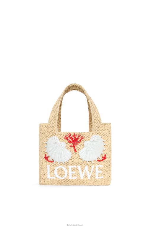 Loewe rafyada maruja mallo mini yazı tipi çanta 02600112 kadınlar doğal