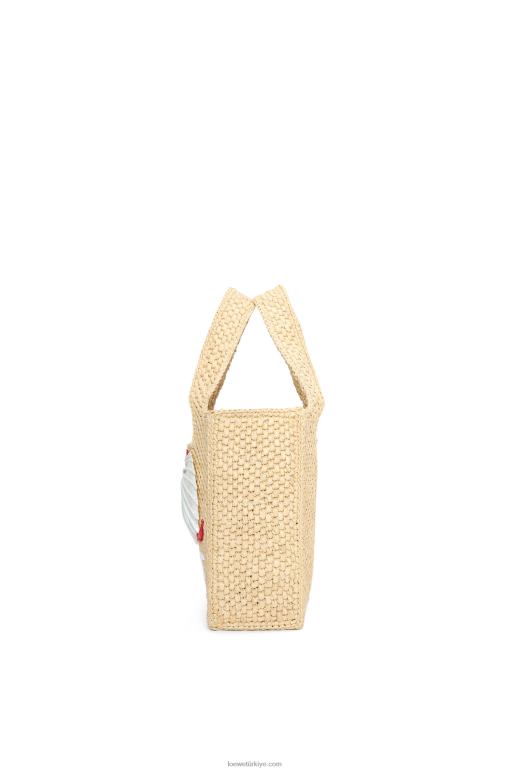 Loewe rafyada maruja mallo mini yazı tipi çanta 02600112 kadınlar doğal