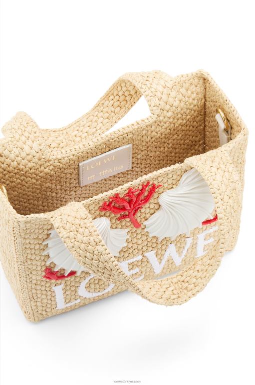Loewe rafyada maruja mallo mini yazı tipi çanta 02600112 kadınlar doğal