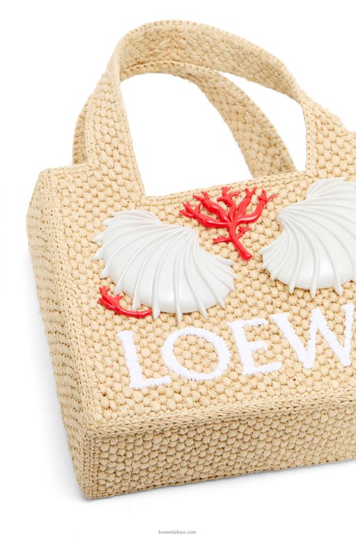 Loewe rafyada maruja mallo mini yazı tipi çanta 02600112 kadınlar doğal