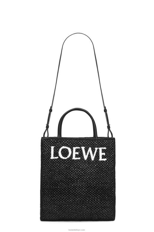Loewe rafyada standart a4 tote çanta 0260073 kadınlar siyah beyaz