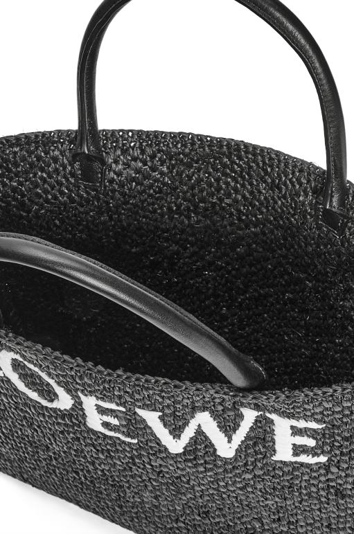 Loewe rafyada standart a4 tote çanta 0260073 kadınlar siyah beyaz