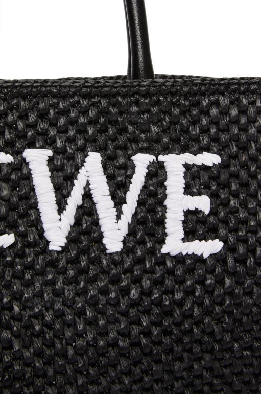 Loewe rafyada standart a4 tote çanta 0260073 kadınlar siyah beyaz