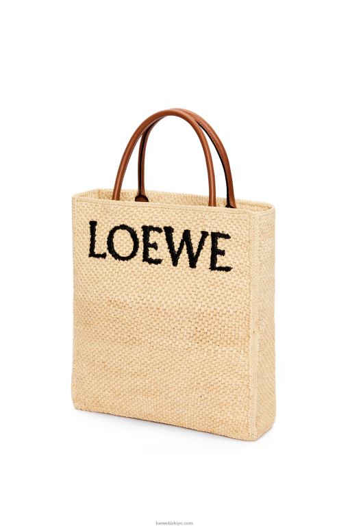 Loewe rafyada standart a4 tote çanta 0260075 kadınlar doğal/siyah
