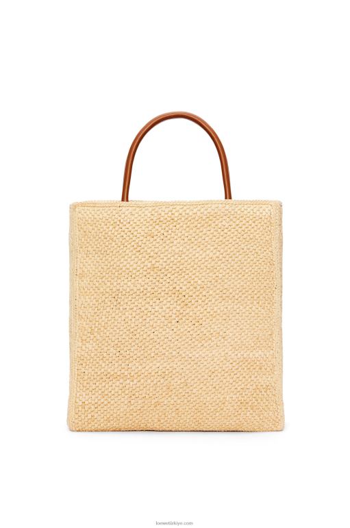 Loewe rafyada standart a4 tote çanta 0260075 kadınlar doğal/siyah