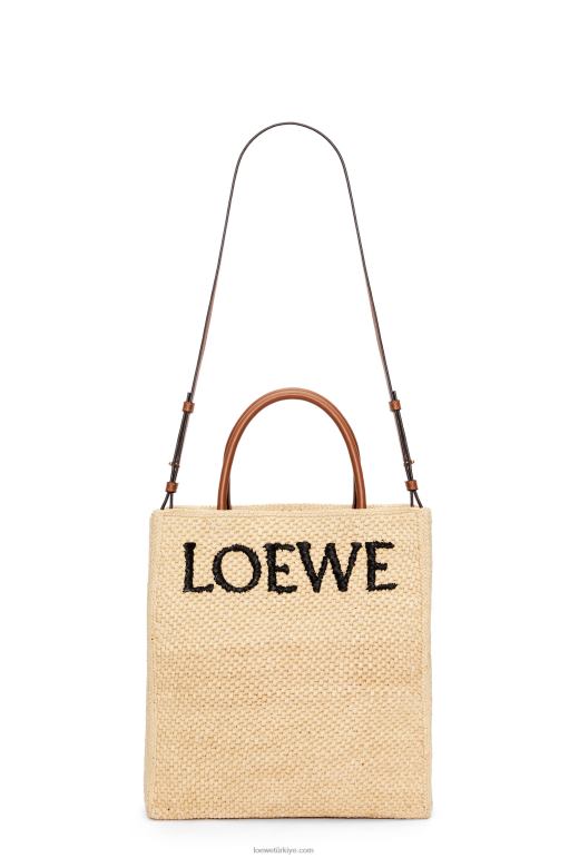 Loewe rafyada standart a4 tote çanta 0260075 kadınlar doğal/siyah