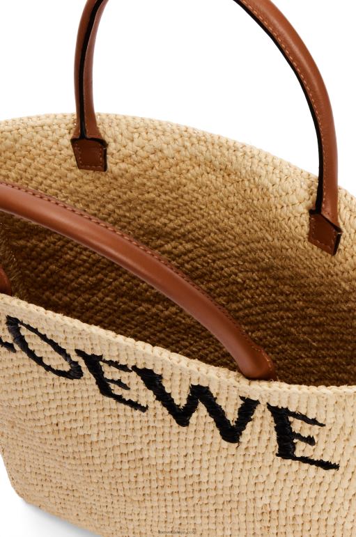 Loewe rafyada standart a4 tote çanta 0260075 kadınlar doğal/siyah