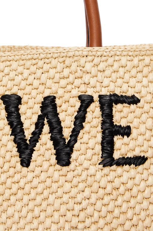 Loewe rafyada standart a4 tote çanta 0260075 kadınlar doğal/siyah