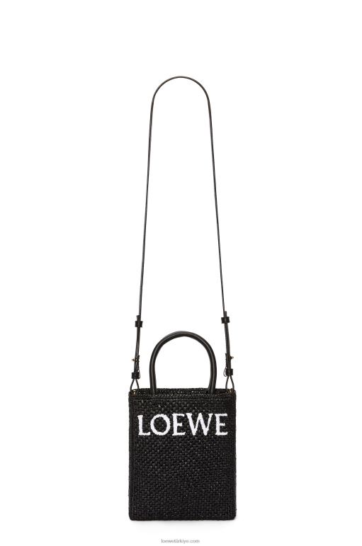 Loewe rafyada standart a5 tote çanta 0260072 kadınlar siyah beyaz