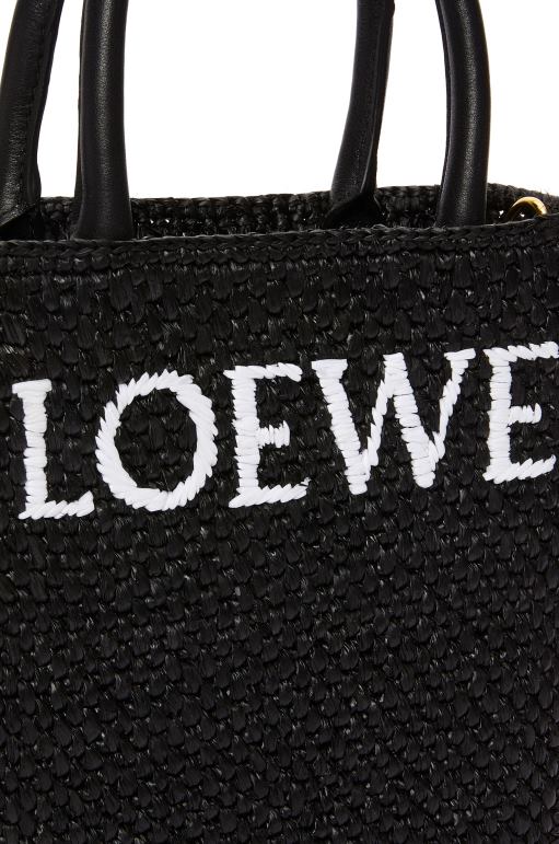 Loewe rafyada standart a5 tote çanta 0260072 kadınlar siyah beyaz
