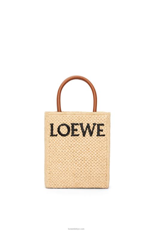 Loewe rafyada standart a5 tote çanta 0260074 kadınlar doğal/siyah