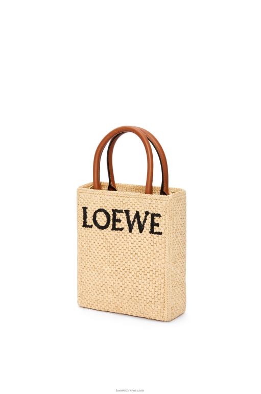 Loewe rafyada standart a5 tote çanta 0260074 kadınlar doğal/siyah