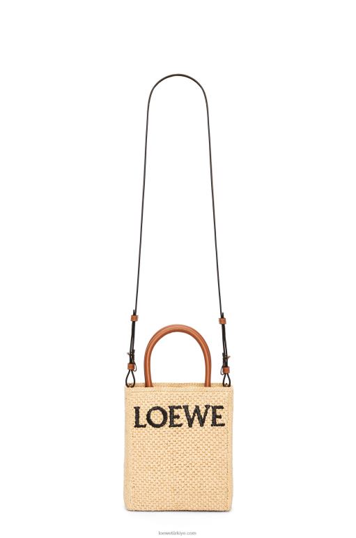 Loewe rafyada standart a5 tote çanta 0260074 kadınlar doğal/siyah