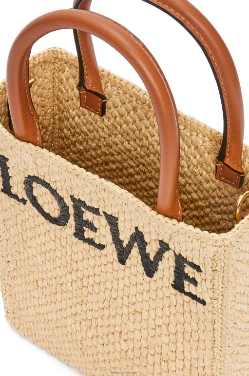 Loewe rafyada standart a5 tote çanta 0260074 kadınlar doğal/siyah