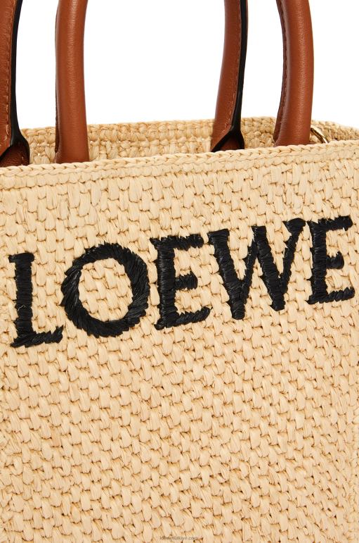 Loewe rafyada standart a5 tote çanta 0260074 kadınlar doğal/siyah