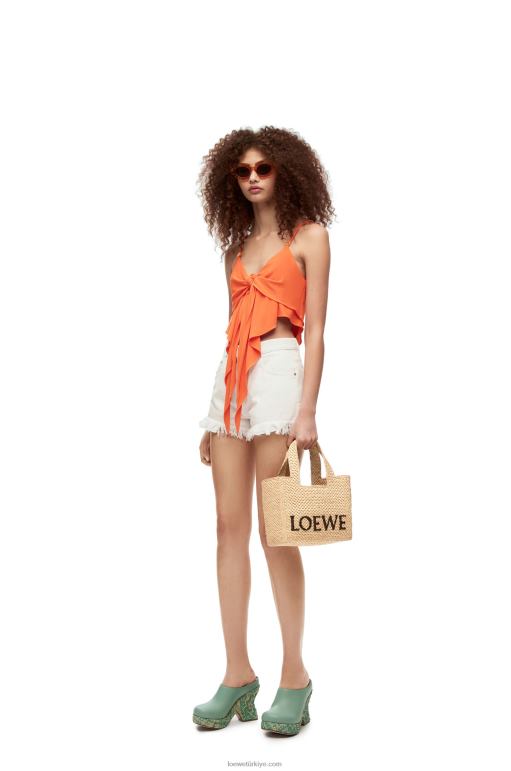 Loewe rafyadan küçük yazı tipi çanta 0260033 kadınlar doğal
