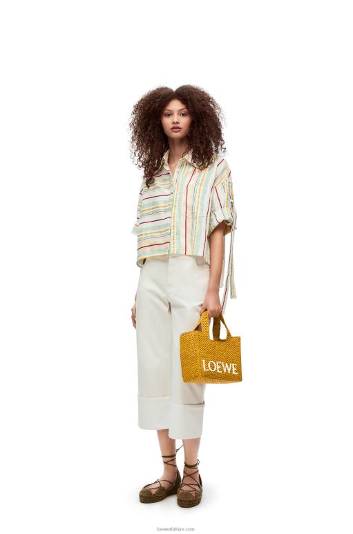 Loewe rafyadan küçük yazı tipi çanta 0260052 kadınlar okra