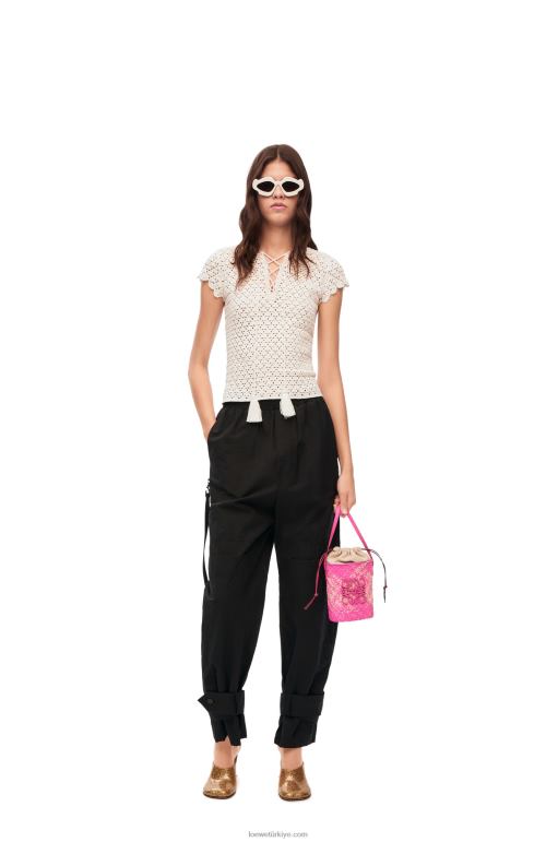 Loewe iraca avuç içi ve dana derisinden kare cep 02600223 kadınlar fuşya