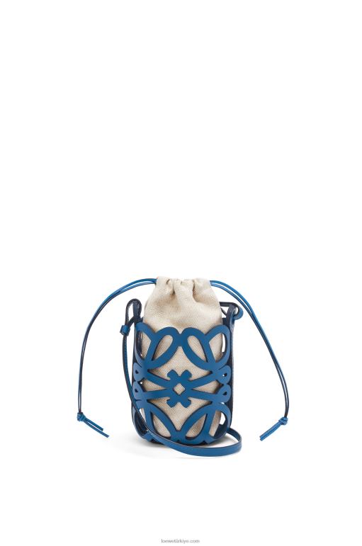 Loewe klasik dana derisi ve kanvas anagram cep 02600225 kadınlar üniversite mavisi