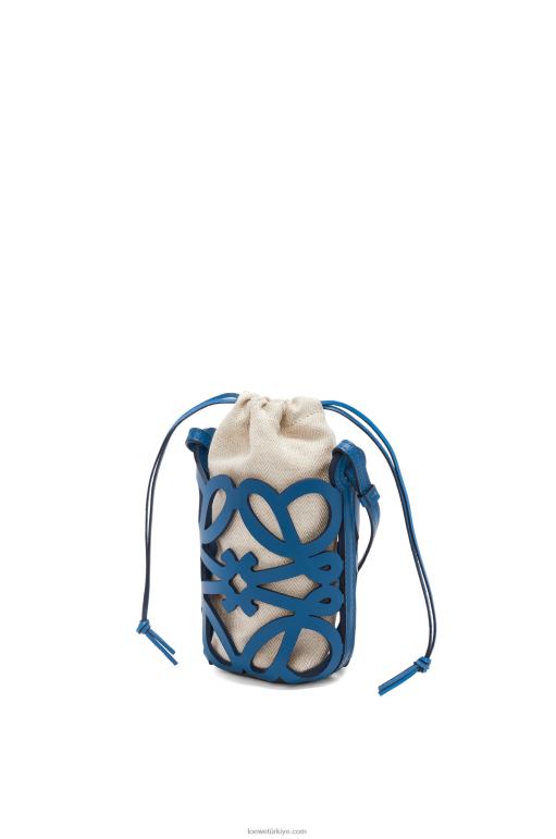 Loewe klasik dana derisi ve kanvas anagram cep 02600225 kadınlar üniversite mavisi
