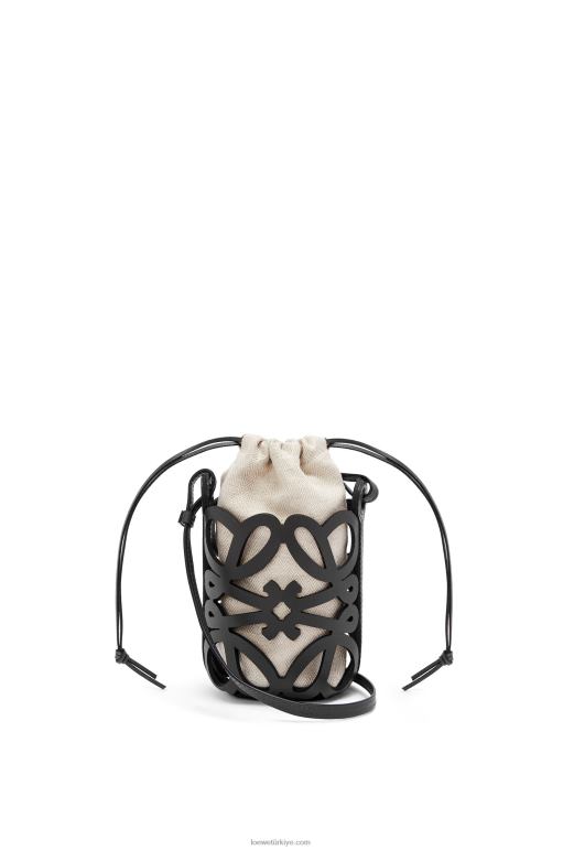 Loewe klasik dana derisi ve kanvas anagram cep 02600549 kadınlar siyah/ekru