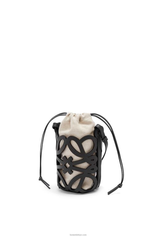 Loewe klasik dana derisi ve kanvas anagram cep 02600549 kadınlar siyah/ekru