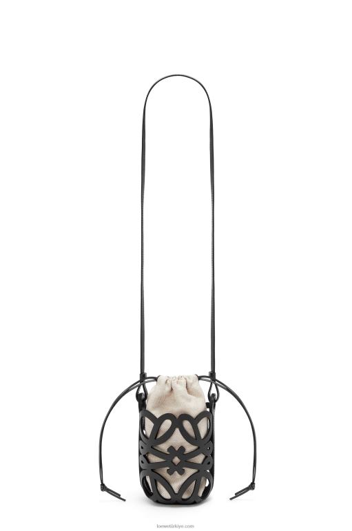Loewe klasik dana derisi ve kanvas anagram cep 02600549 kadınlar siyah/ekru