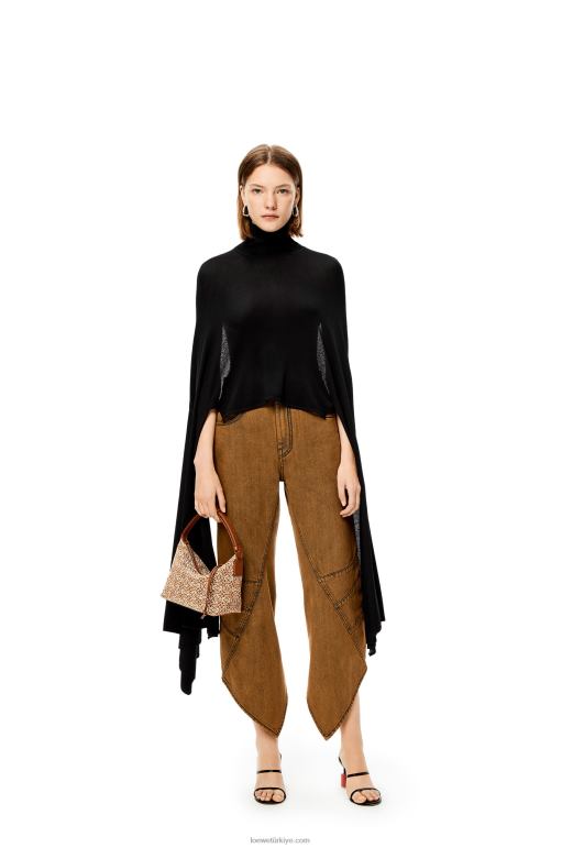 Loewe anagram jakarlı ve dana derisinden küçük cubi çanta 02600504 kadınlar bronzluk / ceviz