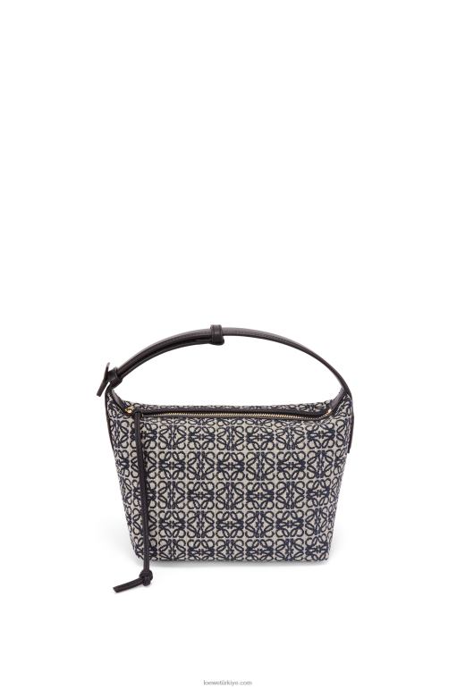 Loewe anagram jakarlı ve dana derisinden küçük cubi çanta 02600518 kadınlar lacivert/siyah