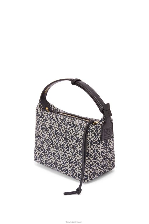 Loewe anagram jakarlı ve dana derisinden küçük cubi çanta 02600518 kadınlar lacivert/siyah