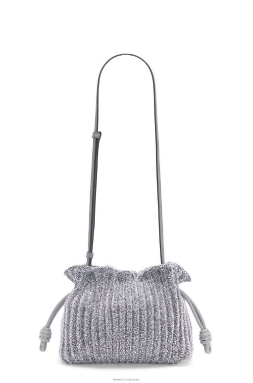 Loewe Lureks kumaştan mini flamenko debriyajı 02600561 kadınlar gümüş
