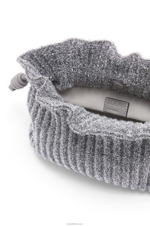 Loewe Lureks kumaştan mini flamenko debriyajı 02600561 kadınlar gümüş