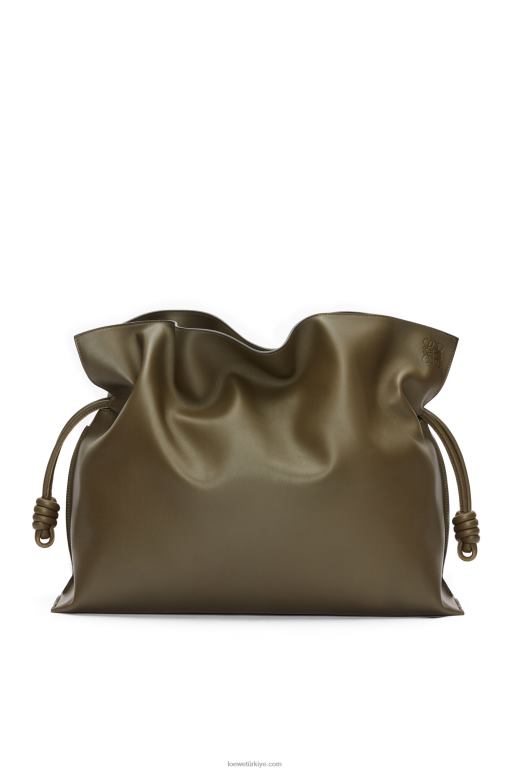Loewe Nappa dana derisinden xl flamenko çantası 02600360 kadınlar koyu haki yeşil
